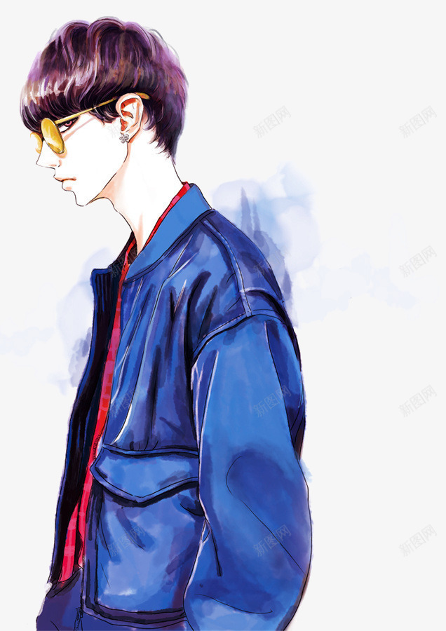 手绘帅气男生插画png免抠素材_新图网 https://ixintu.com 帅气男孩 手绘男孩 男生插画