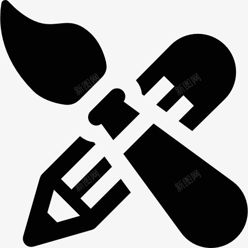 铅笔和刷子的交叉图标png_新图网 https://ixintu.com 写作 油漆 油漆刷 绘画 艺术 艺术家