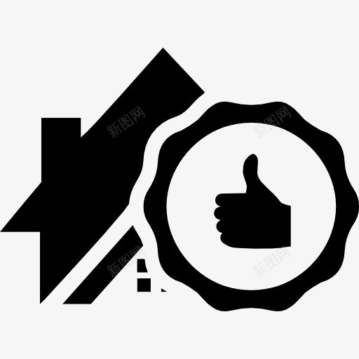 大拇指象征对住宅房地产图标png_新图网 https://ixintu.com 商业 大拇指 家庭 徽章 房地产 房子 标志 符号