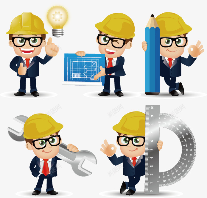 建筑工程师卡通图矢量图ai免抠素材_新图网 https://ixintu.com 单位工程 卡通人物 安全帽 工程小人 工程师 建筑工人 建筑插画 测量仪器 矢量图 矢量素材