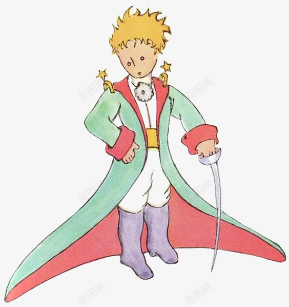 手绘小王子png免抠素材_新图网 https://ixintu.com 佩剑 击剑 小王子 童话插画