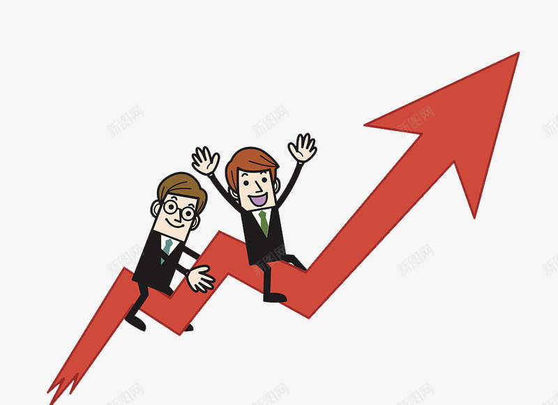 动画股票指数配图png免抠素材_新图网 https://ixintu.com 上升趋势 商务人物 市场 打新股 新股 牛市 红色箭头 股票 资本