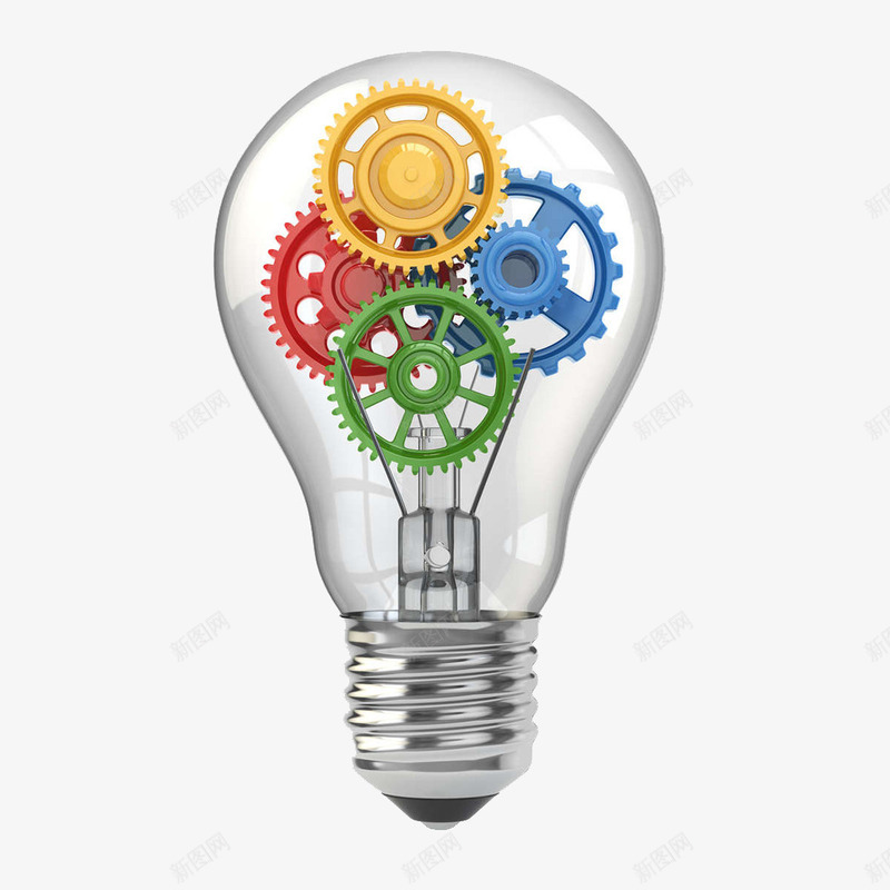 灯泡齿轮png免抠素材_新图网 https://ixintu.com 灯泡产品 灯泡素材 装饰图案 齿轮灯泡