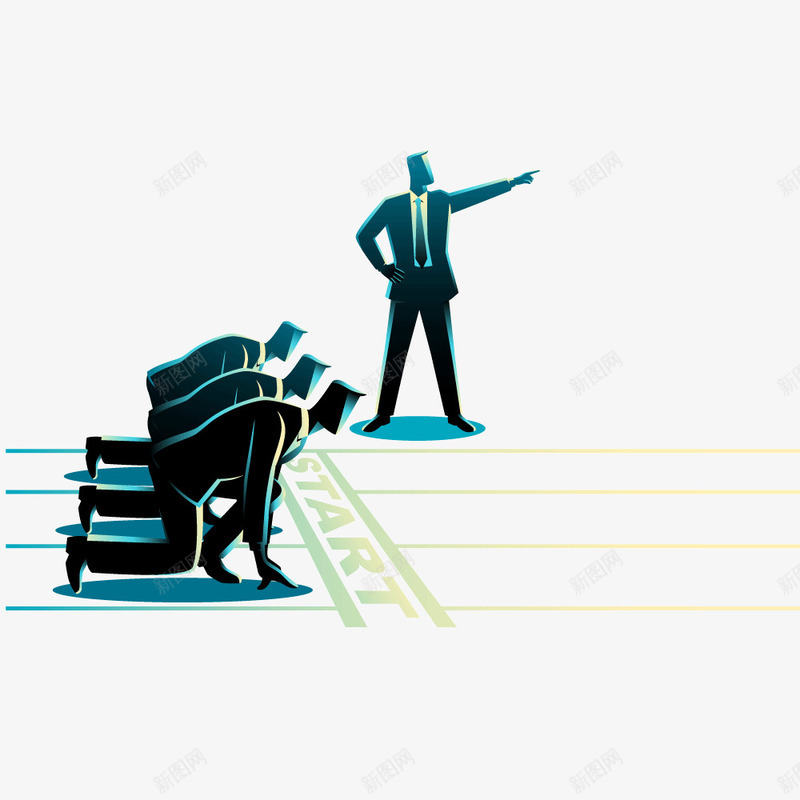 在起跑线上的商务人员矢量图ai免抠素材_新图网 https://ixintu.com 励志 卡通插画 商务 赛跑的人 跑道 矢量图