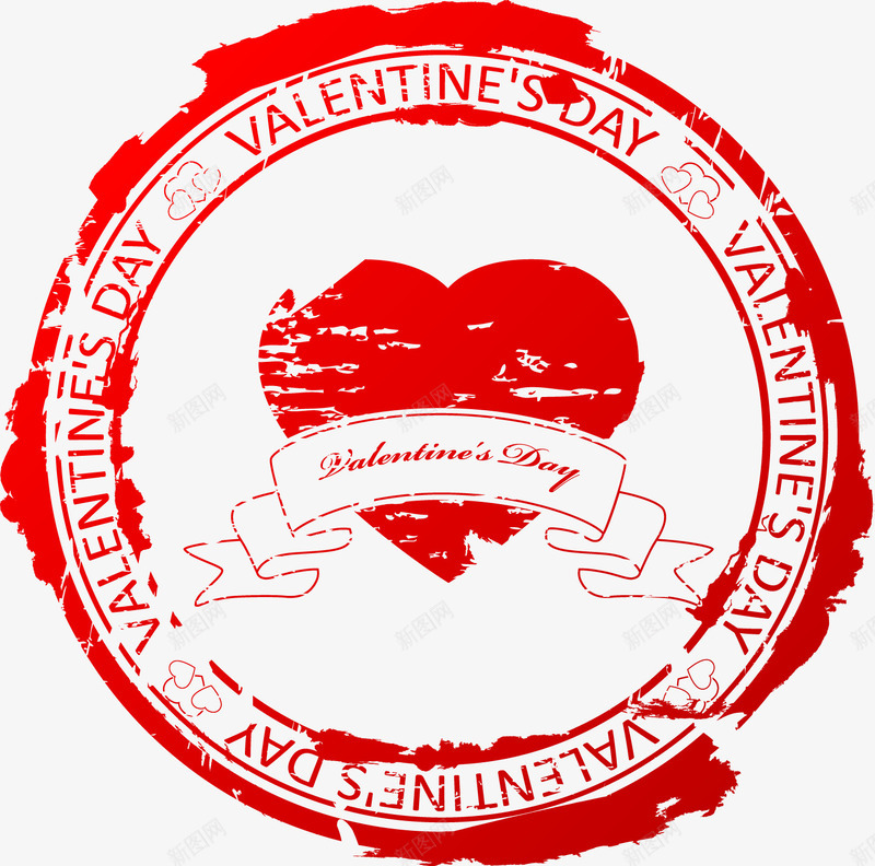 红色邮戳情人节快乐图案矢量图ai免抠素材_新图网 https://ixintu.com 图案 情人节快乐 爱心 红色 邮戳 矢量图