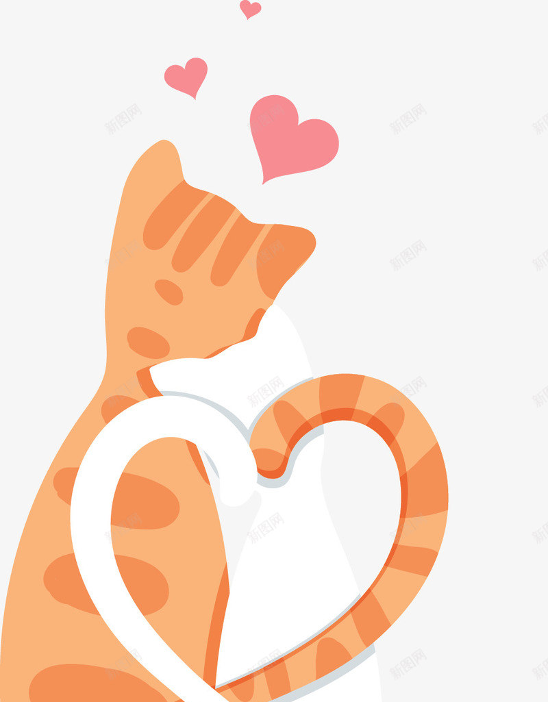 扁平依偎两只猫矢量图ai免抠素材_新图网 https://ixintu.com 动物 婚礼 小花猫 情人节 扁平 爱情 猫尾 矢量图