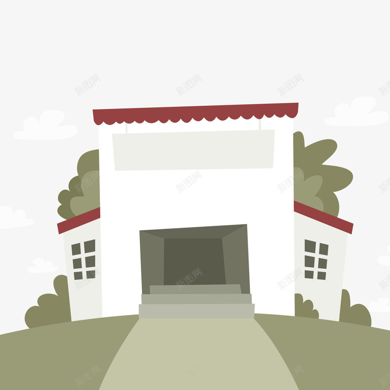 卡通学校建筑png免抠素材_新图网 https://ixintu.com 卡通学校 卡通房子 学校建筑 房子建筑 背景装饰