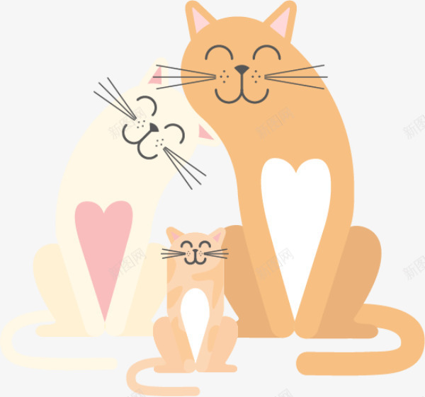 国际家庭日小猫家庭png免抠素材_新图网 https://ixintu.com 一家三口 呆萌猫咪 国际家庭日 坐着 小猫家庭 开心 我的家人