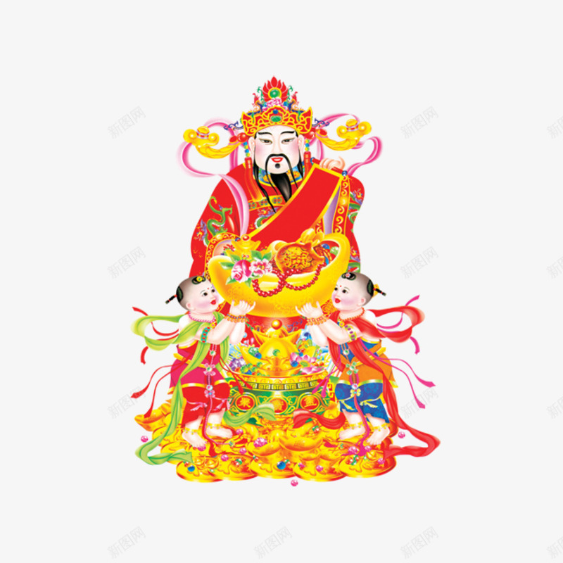新春财神爷png免抠素材_新图网 https://ixintu.com 传统 合集 喜庆 招财童子 新春 春节 财神像