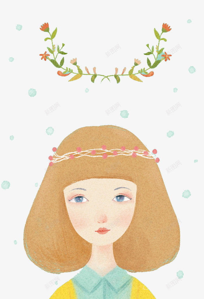 小清新手绘插画png免抠素材_新图网 https://ixintu.com 唯美 女生 少女风 手绘 插画 漫画 青春