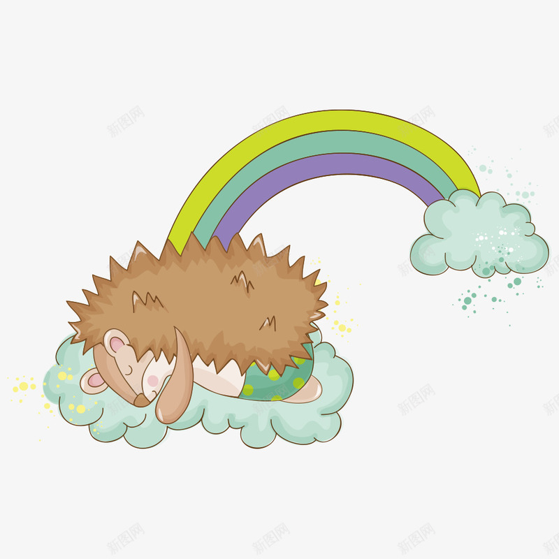 卡通刺猬png免抠素材_新图网 https://ixintu.com 刺猬 动物 卡通动物 可爱 彩虹 插画