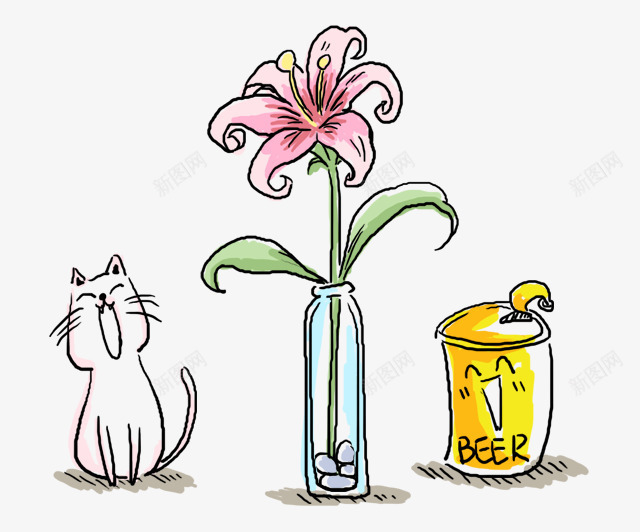 卡通花卉png免抠素材_新图网 https://ixintu.com 小猫 花 花儿 花卉 花朵
