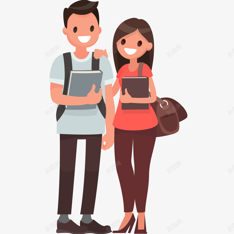 男女大学生插画矢量图ai免抠素材_新图网 https://ixintu.com 书包 免抠PNG 大学生 男女大学生矢量插画 男女朋友 青春 矢量图
