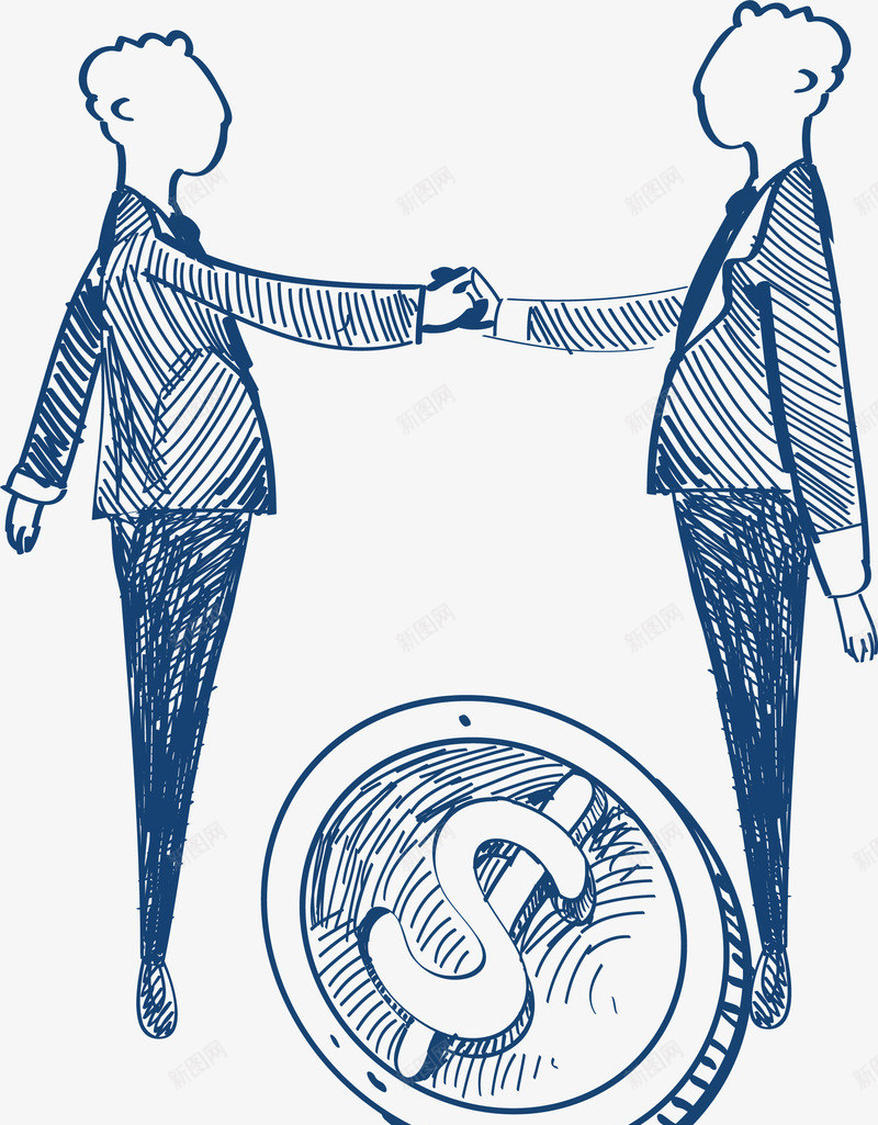 手绘商务合作共赢矢量图ai免抠素材_新图网 https://ixintu.com 商务合作 商务手账 手绘风 握手 握手合作 矢量png 矢量图