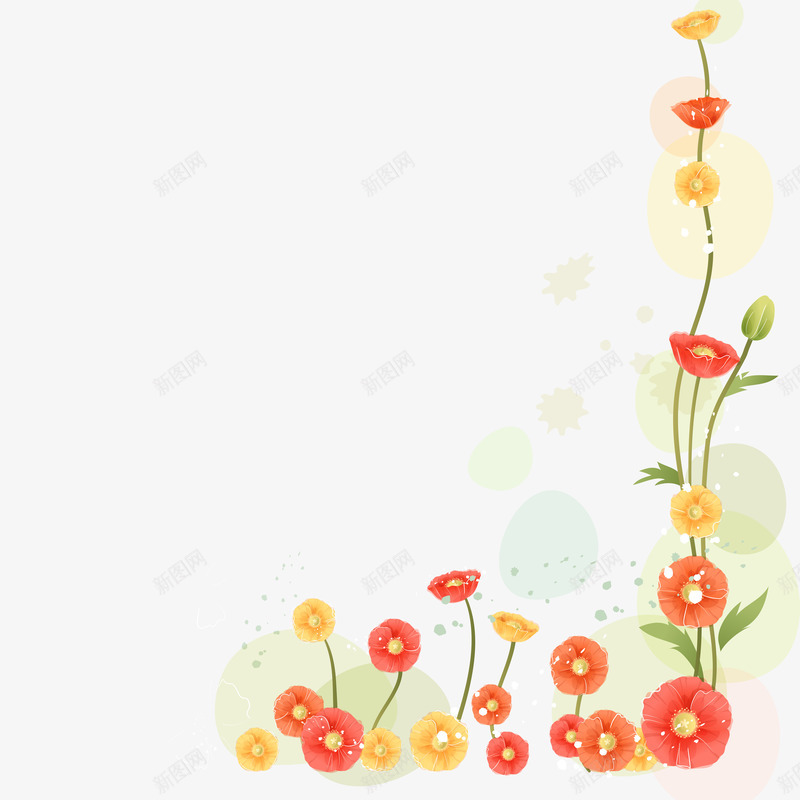 海报花卉插画png免抠素材_新图网 https://ixintu.com 卡通垂花 垂花 小清新 少儿 底纹 插画 红色 藤蔓