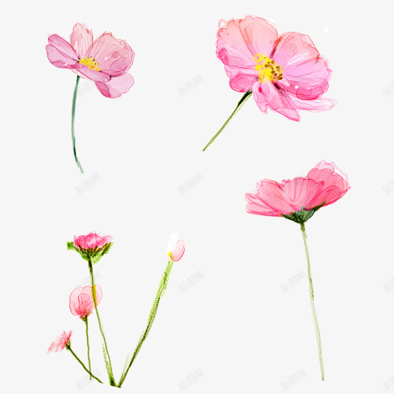 卡通手绘粉色花朵插画合集png免抠素材_新图网 https://ixintu.com 卡通花朵 手绘花朵 插画 水墨花朵 水彩花朵 漫画 粉色花朵 花卉植物 花朵合集 花朵插画