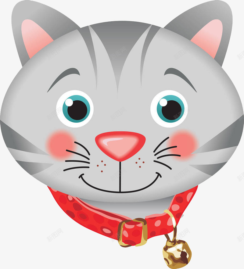 戴着猫铃铛的小猫头png免抠素材_新图网 https://ixintu.com 动物 卡通 宠物 小猫 小猫咪 猫 猫咪 猫咪胡子 猫头 猫铃铛 胡子 胡须