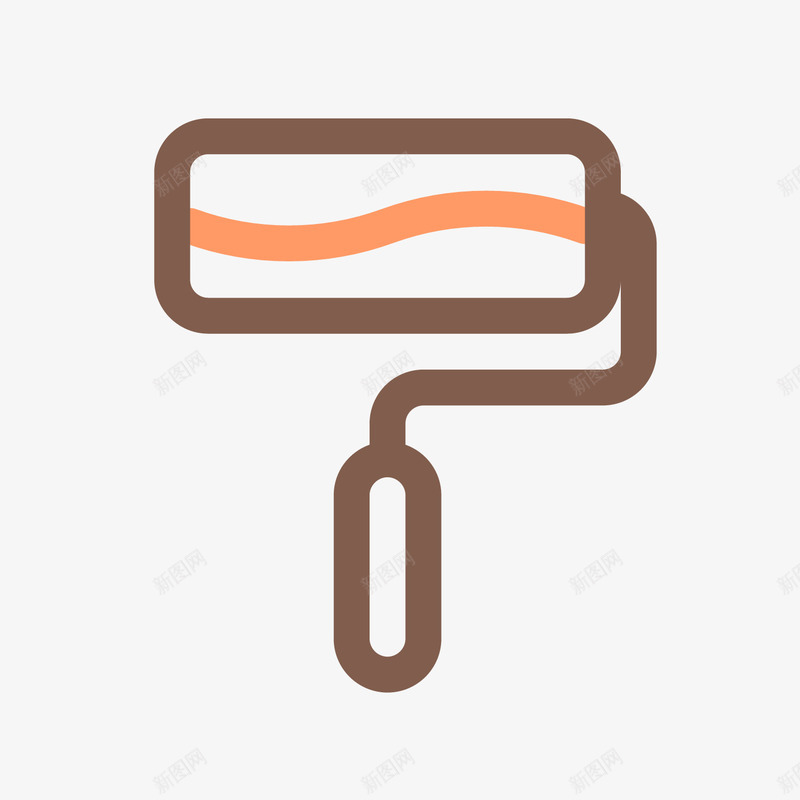 卡通棕色线条工具油漆滚筒刷png免抠素材_新图网 https://ixintu.com 卡通 工具 棕色 油漆 滚筒刷 线条