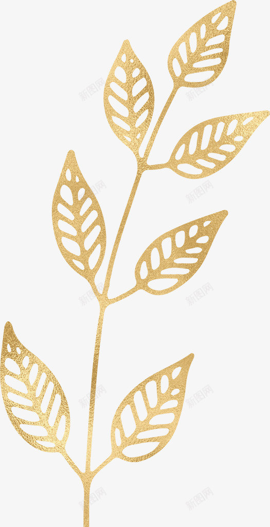 金色叶子插画png免抠素材_新图网 https://ixintu.com 创意剪贴画 创意插画 叶子 叶子剪切画 金色叶子 铂金叶子