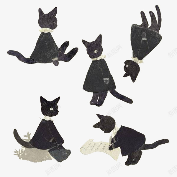 猫小姐png免抠素材_新图网 https://ixintu.com 手绘 拟人 猫 猫小姐 黑猫
