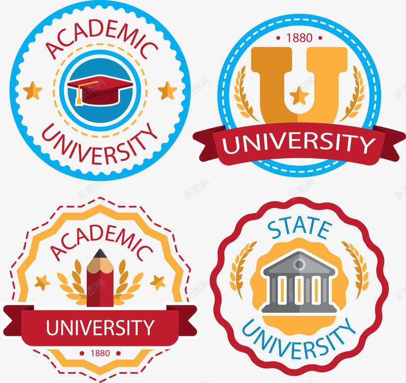 手绘学校图标矢量图ai_新图网 https://ixintu.com 图标 学校 手绘 标签 矢量图