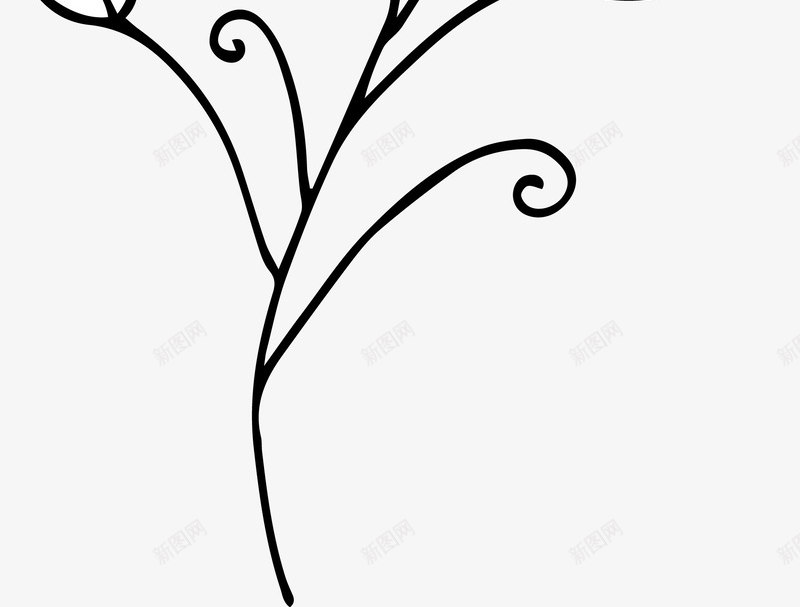 卡通简约黑白插画小清新图标png_新图网 https://ixintu.com 小清新插画 广告设计 扁平化简约黑白样式 极简黑白图样 简笔画装饰 花草 黑白简约插画