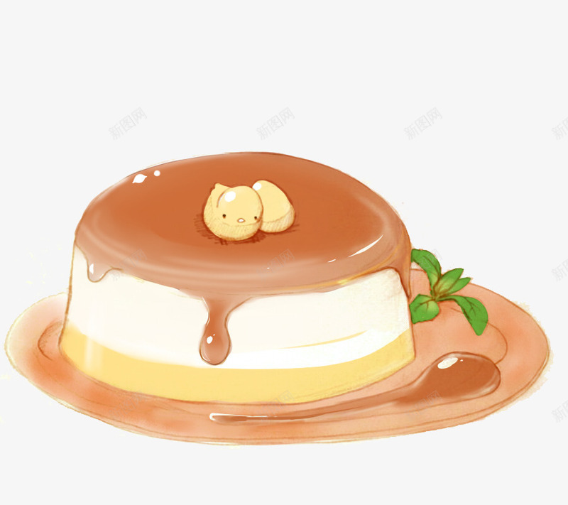 奶油布丁小鸡png免抠素材_新图网 https://ixintu.com 卡通 可爱 小鸡崽 手绘 甜点 萌 蛋糕 面包 食品 食品海报插画 食物