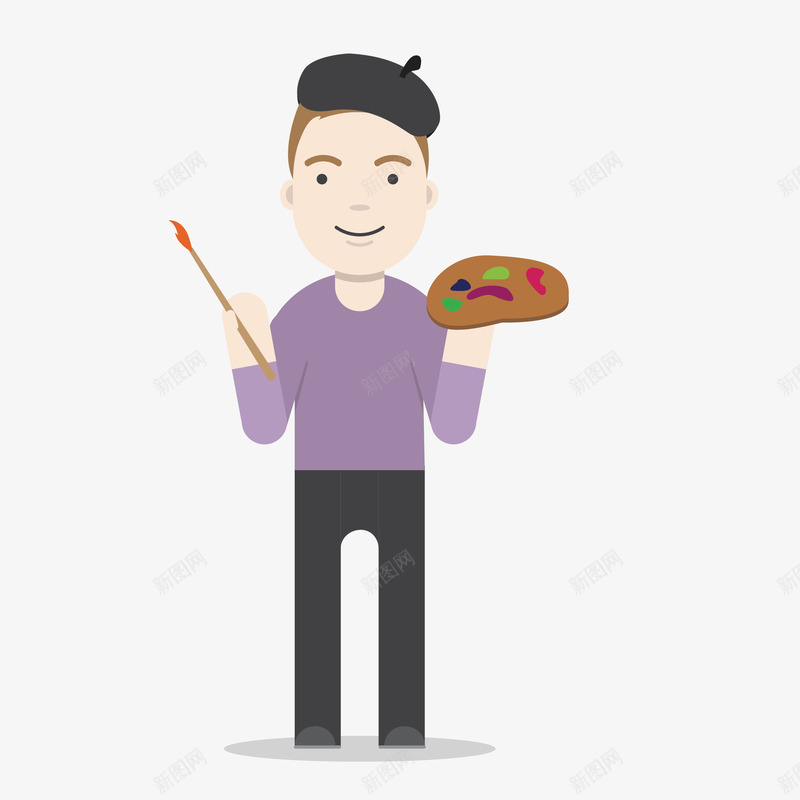 紫色衣服画家矢量图eps免抠素材_新图网 https://ixintu.com 人物 卡通 小清新 工作形象 服装 画家 简约 紫色 职业 装饰图案 矢量图