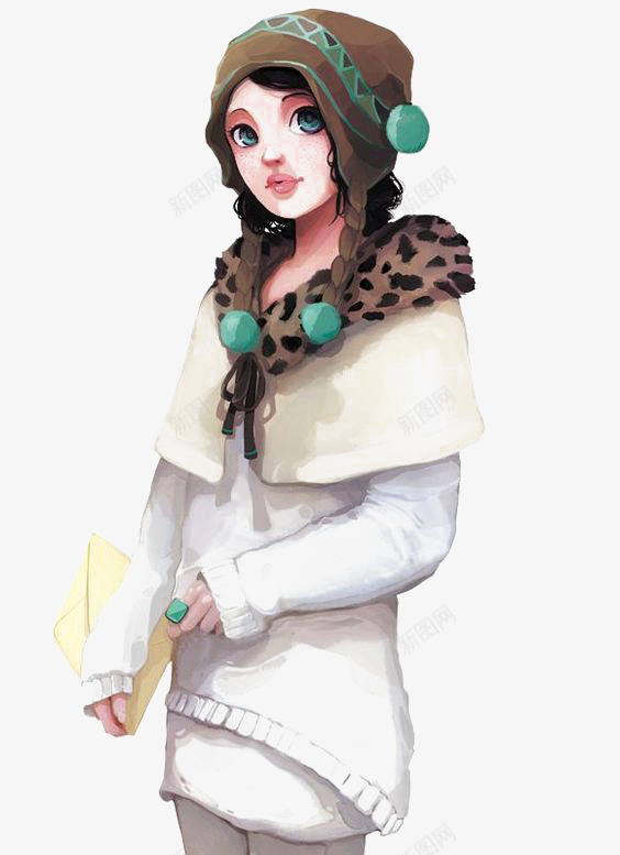 冬天女孩png免抠素材_新图网 https://ixintu.com 卡通 可爱 女孩 女生 手绘 插画 青春美少女