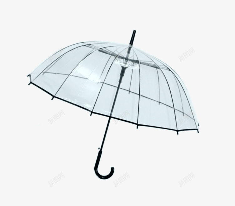 浅蓝色透明长柄雨伞png免抠素材_新图网 https://ixintu.com 透明伞 长柄伞 长柄雨伞 雨伞