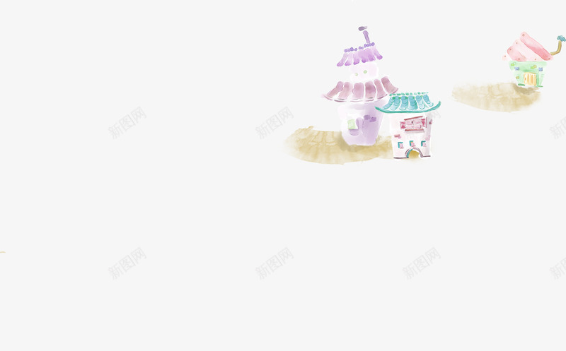 唯美春天房屋插画美景png免抠素材_新图网 https://ixintu.com 房屋 插画 春天 美景