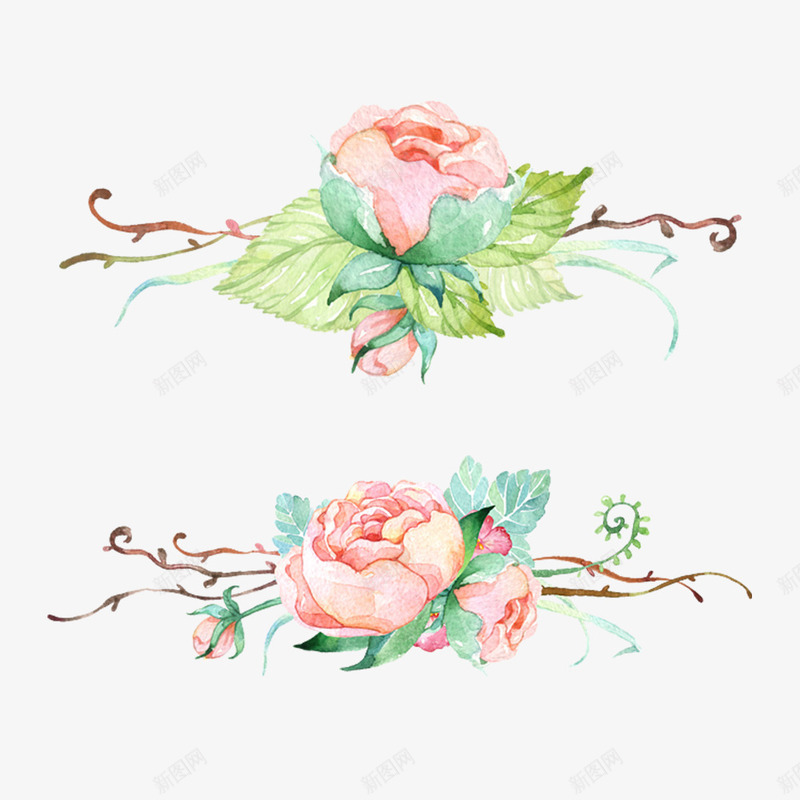 卡通粉红色玫瑰花花藤psd免抠素材_新图网 https://ixintu.com 卡通手绘 卡通花藤 小清新 情人节 浪漫装饰 粉红色花卉 蝴蝶花藤