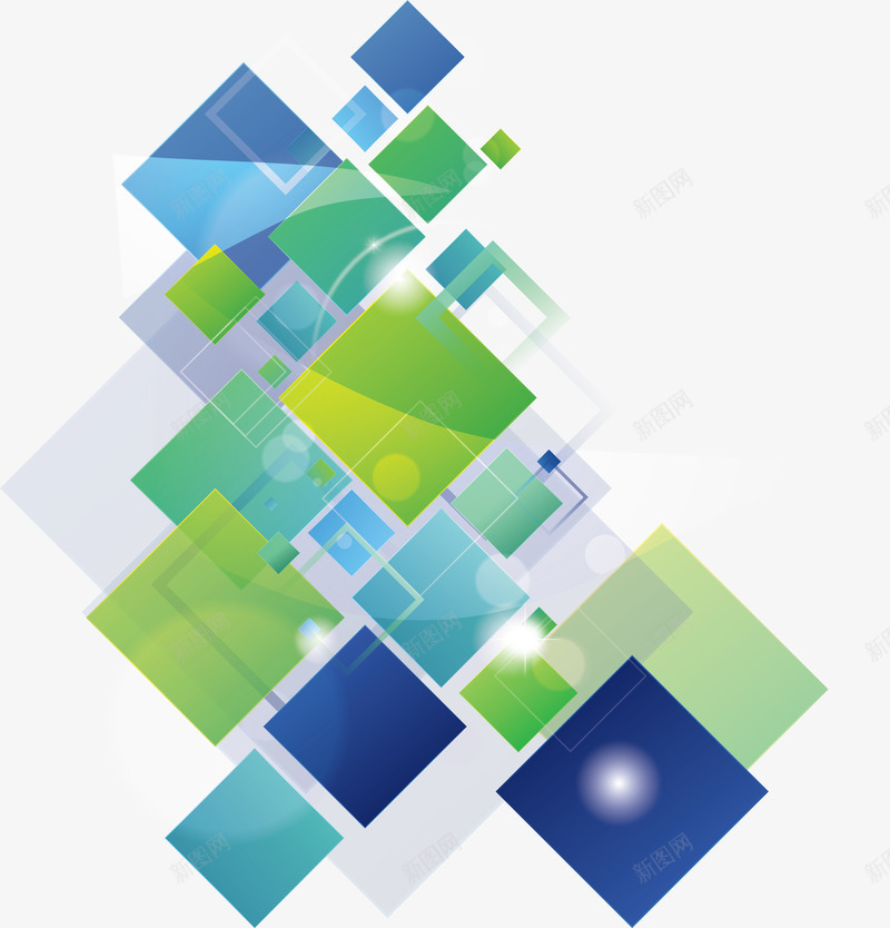 时尚多彩方块背景png免抠素材_新图网 https://ixintu.com 横幅背景 科技背景 绿色科技 花纹横幅