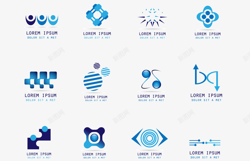 蓝色logo图标png_新图网 https://ixintu.com 几何图形 创意logo 矢量蓝色logo 科技