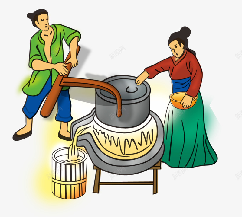 手工研磨png免抠素材_新图网 https://ixintu.com 制作 手工 插画 石磨 肠粉