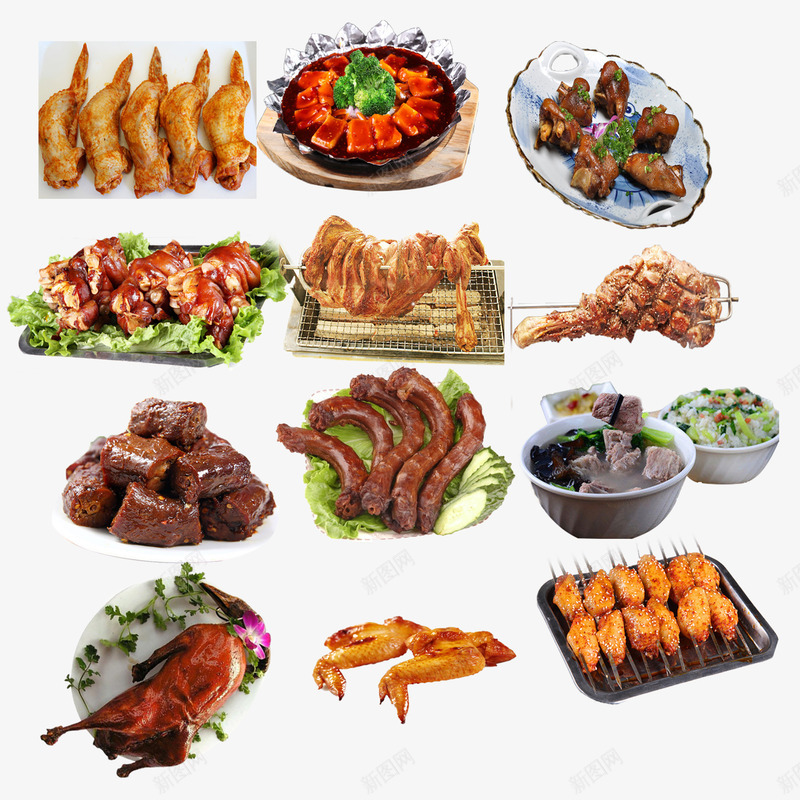 小吃食物合集png免抠素材_新图网 https://ixintu.com 小吃拼盘 烤翅 美味 鸡翅包饭 鸭脖