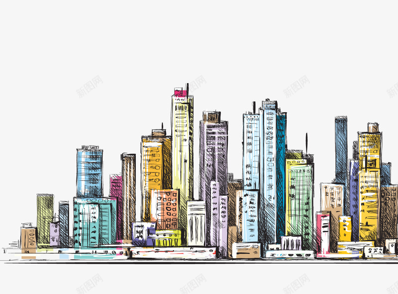 彩色城市动漫图案png免抠素材_新图网 https://ixintu.com 动漫 城市 建筑 插画 楼房 简图 高楼大厦