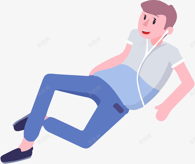 躺着听音乐矢量图ai免抠素材_新图网 https://ixintu.com 人物介绍 人物插画 卡通人物 听音乐 矢量人物 躺着 矢量图