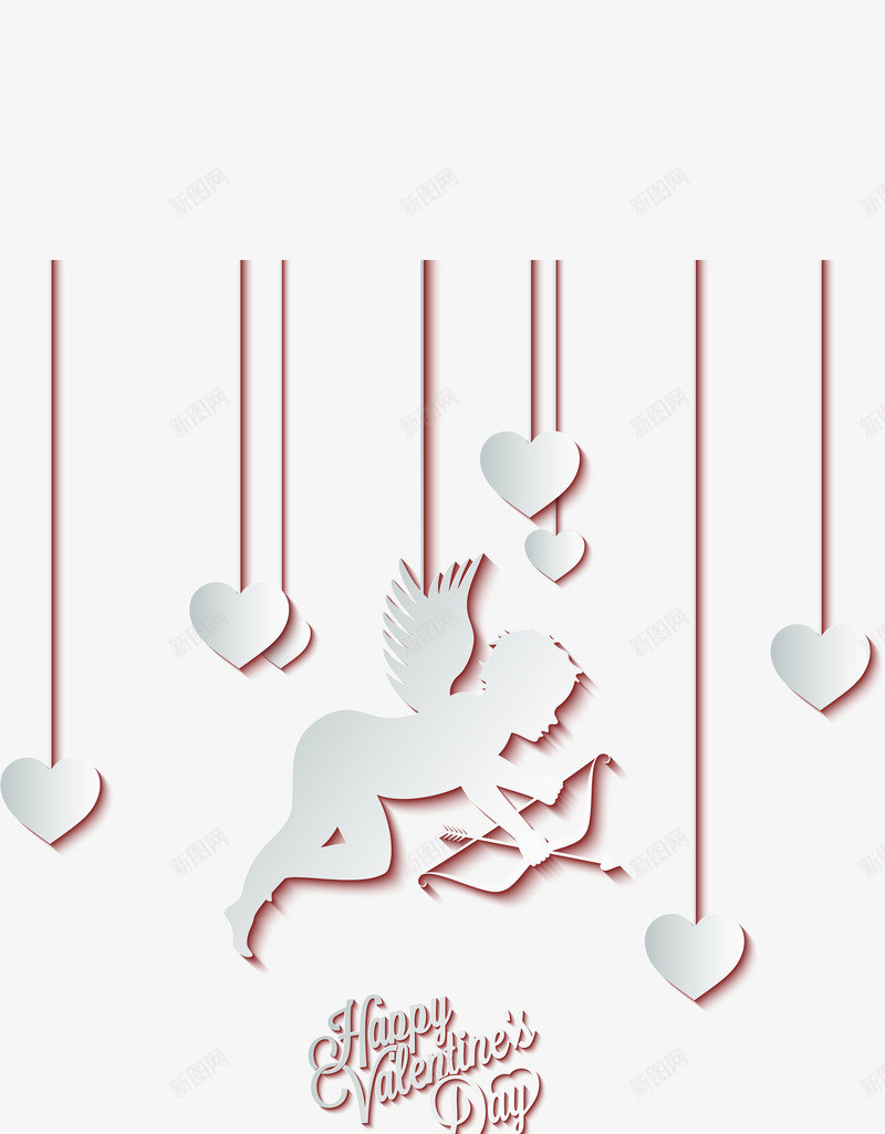 小天使剪纸png免抠素材_新图网 https://ixintu.com 丘比特之箭 天使与魔鬼 心形 情人节卡片 爱心 礼盒包装 红心