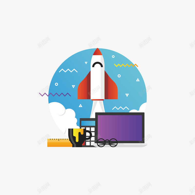 扁平化火箭商务图标矢量图ai_新图网 https://ixintu.com UI 互联网 火箭 科技图标 网络 网页UI 金融 金融商务 矢量图