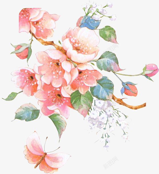 元素插画手绘玫瑰花png免抠素材_新图网 https://ixintu.com 手绘花卉 水墨玫瑰 水彩插画 水彩玫瑰 漂亮手绘玫瑰花 玫瑰庄园 粉红玫瑰花 花环