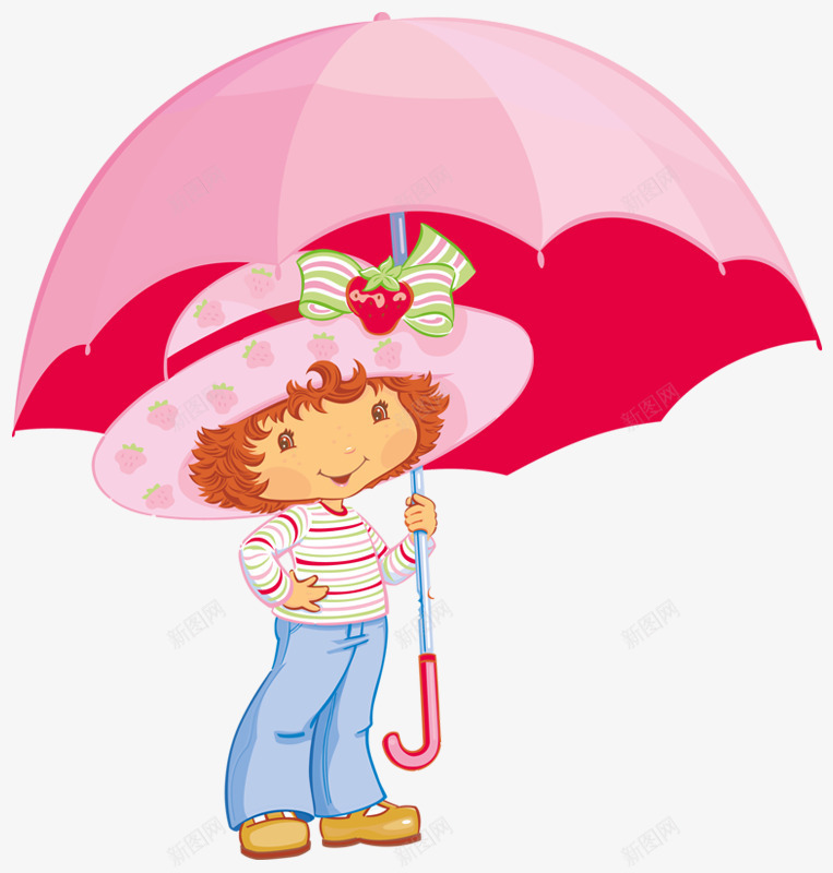 打伞的小女孩png免抠素材_新图网 https://ixintu.com 小女孩 手绘 粉色 雨伞