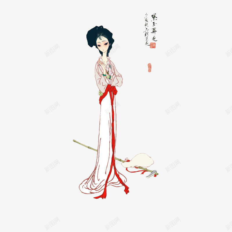 红楼梦插画黛玉葬花png免抠素材_新图网 https://ixintu.com 人物 古典 手绘 插画 林黛玉 红楼梦 红楼梦服饰 美女 葬花