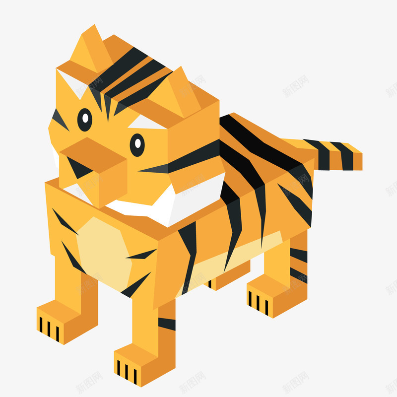 黄色的立体老虎矢量图ai免抠素材_新图网 https://ixintu.com 动物 卡通 摆件 森林 立体 老虎 黄色 矢量图