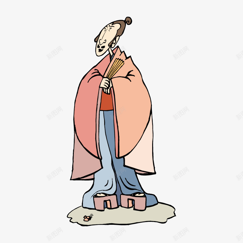 拿扇子的古代男士png免抠素材_新图网 https://ixintu.com 人物 发髻 古代服饰 古代男士 扇子 男士 简图