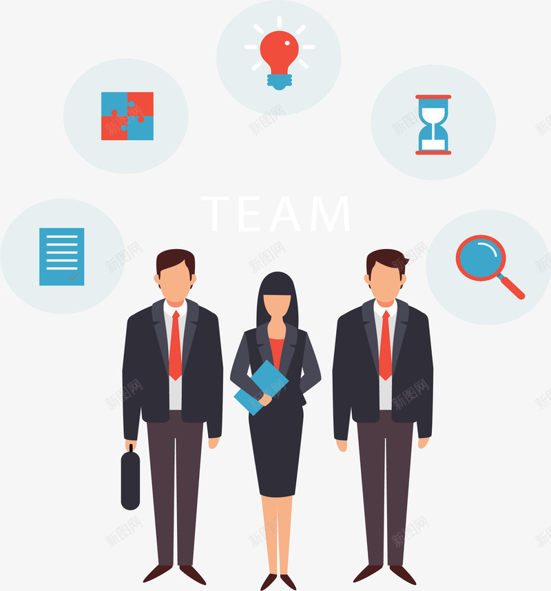 三人合作商务小组矢量图ai免抠素材_新图网 https://ixintu.com 商务团队 商务小组 团队 团队合作 矢量png 项目组 矢量图