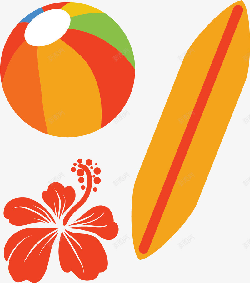 球类卡通夏威夷png免抠素材_新图网 https://ixintu.com 卡通风格 夏威夷符号 夏威夷风情 度假 扁平风格 球类