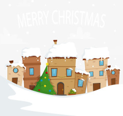 白雪皑皑圣诞节小镇矢量图素材