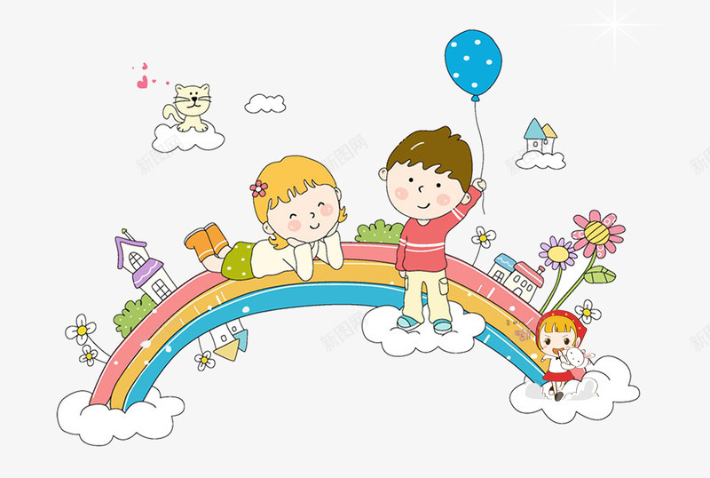 可爱卡通剪贴图png免抠素材_新图网 https://ixintu.com 儿童 可爱卡通剪贴图 彩虹 汽球