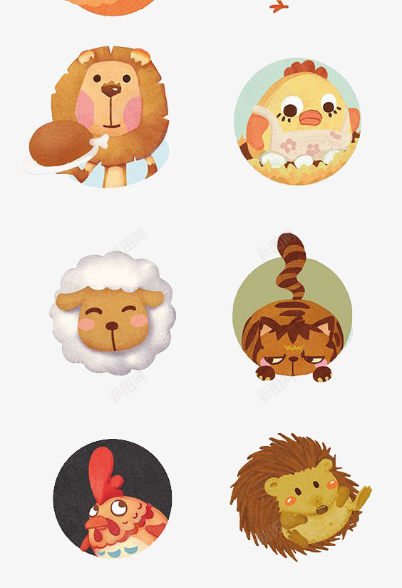 可爱动物png免抠素材_新图网 https://ixintu.com 动物 卡通 手绘 插画 文艺 清新 猪 长颈鹿 鸭子 鼹鼠